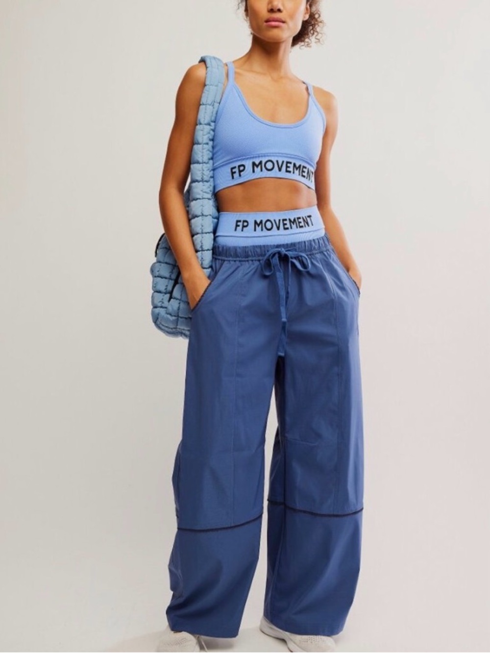 FP Movement by Free People Blue Wide Leg Drawstring Pants